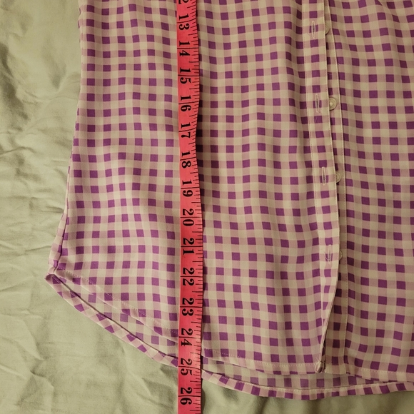 Purple gingham button down shirt Express Size small - Picture 2 of 6
